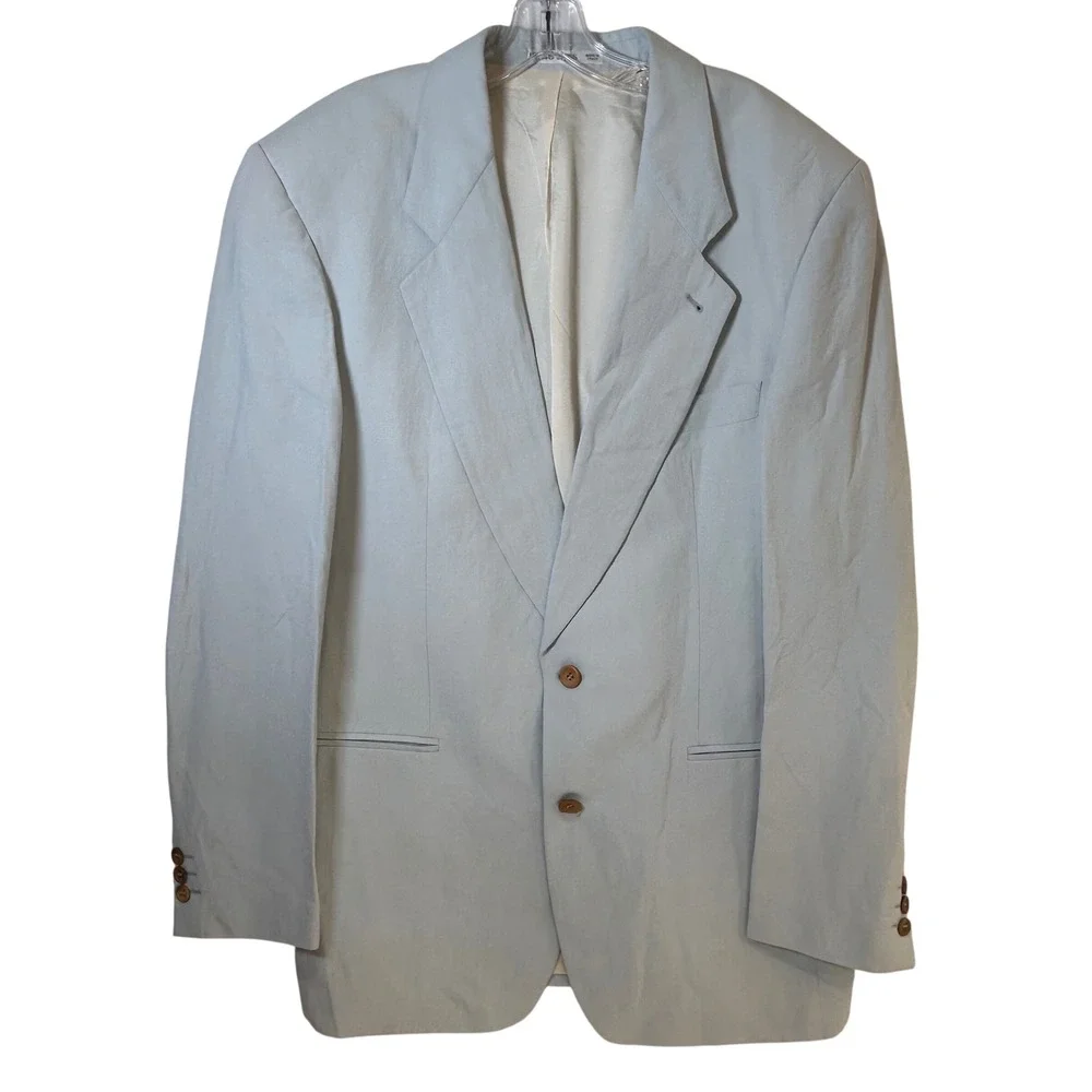 Hugo Boss Easy Line Mens Light Blue Linen Blend Sports Coat Blazer Italy 42L